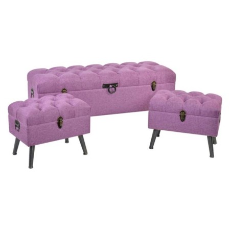 Panca DKD Home Decor 8424001565399 Metallo Poliestere Fucsia Legno MDF (120 x 42 x 53 cm)