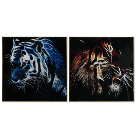 Quadro DKD Home Decor Tigre 80 x 3 x 80 cm Moderno (2 Unità)