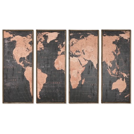 Set di 4 quadri DKD Home Decor Mappamondo Vintage 200 x 3,5 x 120 cm