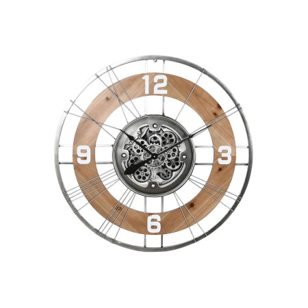 Orologio da Parete Home ESPRIT Argentato Naturale Cristallo Ferro Vintage 90 x 9,5 x 90 cm