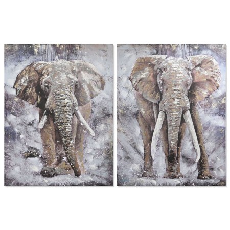 Quadro Home ESPRIT Elefante Coloniale 90 x 3 x 120 cm (2 Unità)