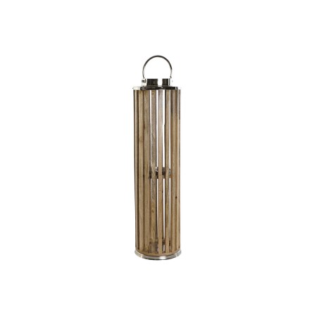 Portacandele DKD Home Decor Marrone Argentato Naturale Cristallo Legno di mango 20 x 20 x 74 cm