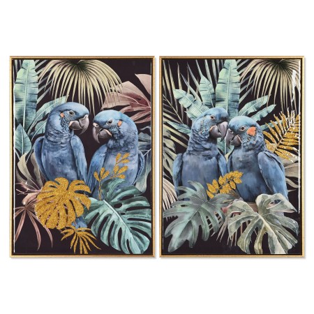 Quadro Home ESPRIT Pappagallo Tropicale Laccato 50 x 3,5 x 70 cm (2 Unità)