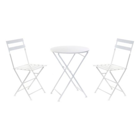 Tavolo con 2 sedie DKD Home Decor Bianco Metallo (3 pcs)