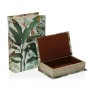 Scatola Decorativa Versa Libro Tropicale Tela Legno MDF 7 x 27 x 18 cm