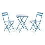 Tavolo con 2 sedie DKD Home Decor Azzurro Metallo (3 pcs)