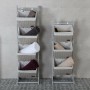 Scaffale da Bagno Versa Grigio 4 Cesti Multicolore Cotone Legno Rattan 35 x 125 x 35 cm