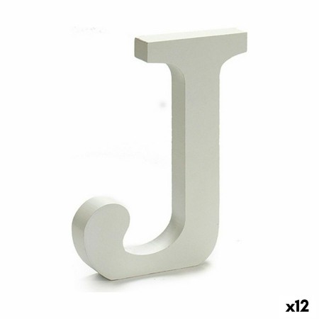 Lettera J Legno Bianco (1,8 x 21 x 17 cm) (12 Unità)