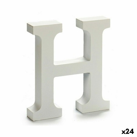 Lettera H Legno Bianco (2 x 16 x 14,5 cm) (24 Unità)