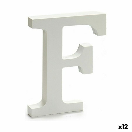 Lettera F Legno Bianco (1,8 x 21 x 17 cm) (12 Unità)