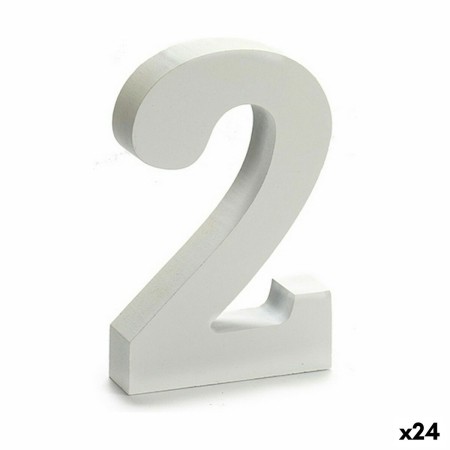 Numeri 2 Legno Bianco (2 x 16 x 14,5 cm) (24 Unità)