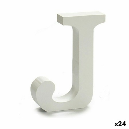 Lettera J Legno Bianco (2 x 16 x 14,5 cm) (24 Unità)