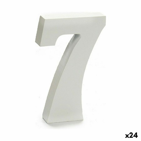 Numeri 7 Legno Bianco (2 x 16 x 14,5 cm) (24 Unità)