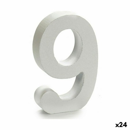 Numeri 9 Legno Bianco (2 x 16 x 14,5 cm) (24 Unità)