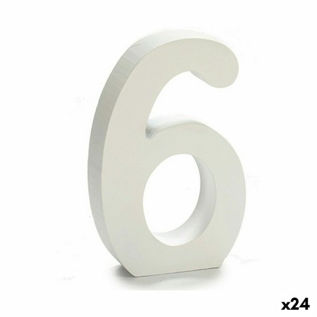 Numeri 6 Legno Bianco (2 x 16 x 14,5 cm) (24 Unità)