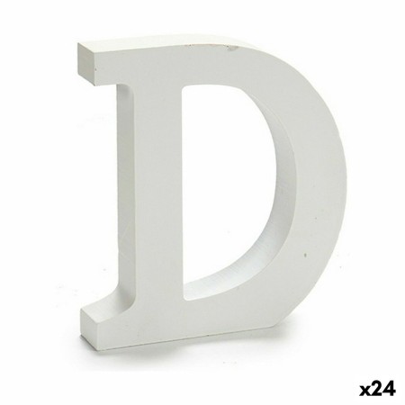 Lettera D Legno Bianco (2 x 16 x 14,5 cm) (24 Unità)