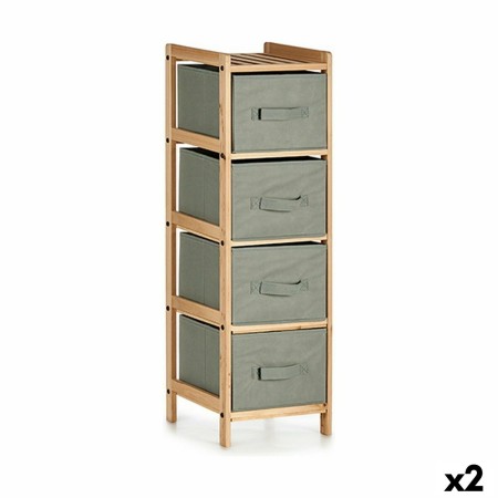 Cassettiera Grigio Legno Tessile 28 x 89 x 29,5 cm (2 Unità)