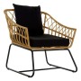 Sedia da giardino DKD Home Decor MB-178990 Naturale Nero Metallo Rattan (76 x 58 x 80 cm)