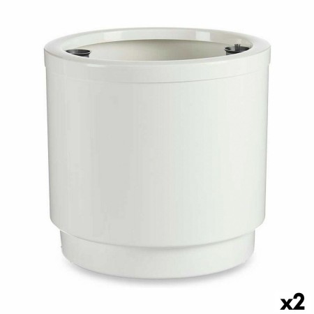 Vaso Autoirrigante Bianco polipropilene (2 Unità) (38 x 37,5 x 38 cm)