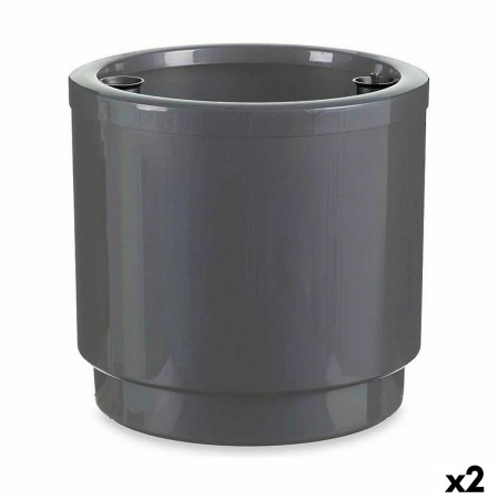 Vaso Autoirrigante Argentato polipropilene (2 Unità) (38 x 37,5 x 38 cm)