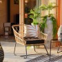 Sedia da giardino DKD Home Decor MB-178990 Naturale Nero Metallo Rattan (76 x 58 x 80 cm)