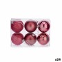 Set di palline di Natale Rosa PVC Ø 8 cm (24 Unità)