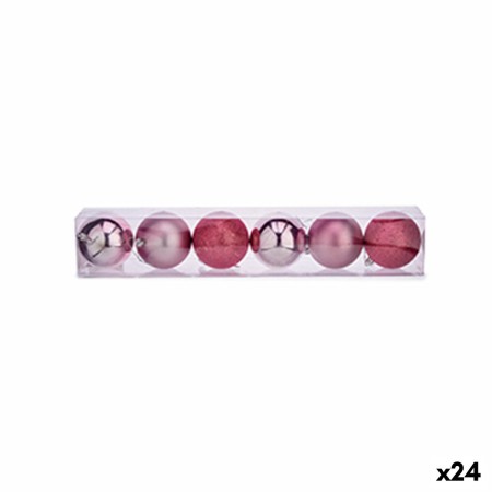 Set di palline di Natale Rosa Plastica Ø 8 cm (24 Unità)