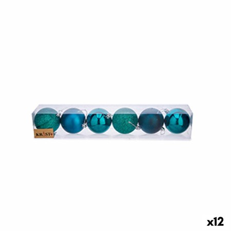 Set di palline di Natale Azzurro Plastica Ø 7 cm (12 Unità)