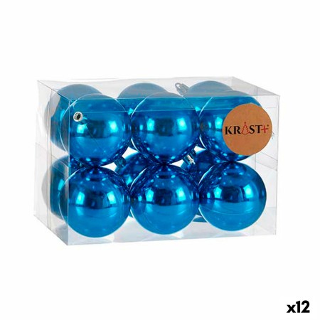 Set di palline di Natale Azzurro Plastica Ø 7 cm (12 Unità)