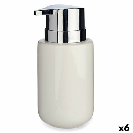 Dispenser di Sapone Bianco Argentato Metallo Ceramica 300 ml (6 Unità)