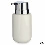 Dispenser di Sapone Bianco Argentato Metallo Ceramica 300 ml (6 Unità)