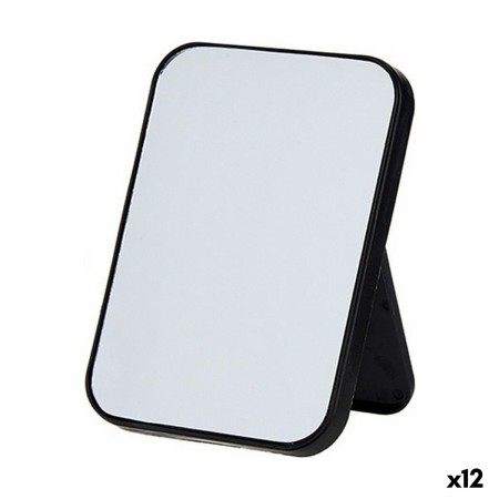 Specchio con Supporto Bianco Nero polipropilene 1,7 x 20 x 14 cm (12 Unità)