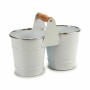 Vaso Doppia Bianco Argentato Legno Zinco 20 x 15 x 10,2 cm (24 Unità)