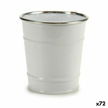 Vaso Secchio Bianco Argentato Zinco 10,5 x 10,5 x 10,5 cm (72 Unità)