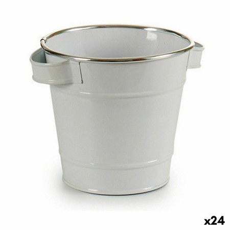 Vaso Secchio Bianco Argentato Zinco 19,5 x 14,5 x 16,5 cm (24 Unità)