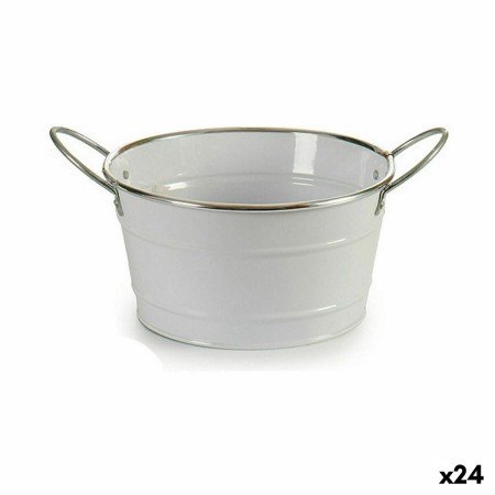 Vaso Secchio Bianco Argentato Zinco 27,5 x 10,5 x 20 cm (24 Unità)