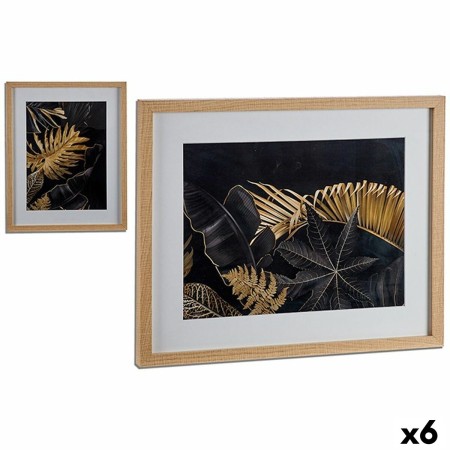 Quadro Foglia della pianta Legno Vetro 42,8 x 53 x 3 cm (6 Unità)