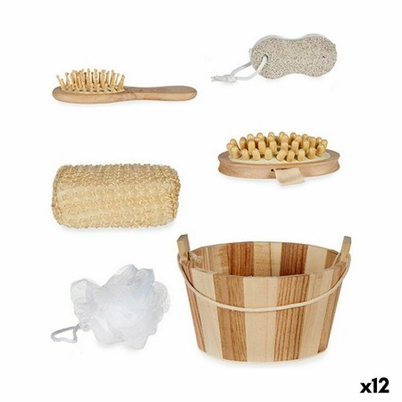 Set da Bagno Secchio con Manico Marrone (12 Unità)