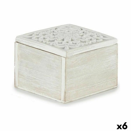 Scatola Decorativa Bianco Legno 11,5 x 8 x 11,5 cm (6 Unità)