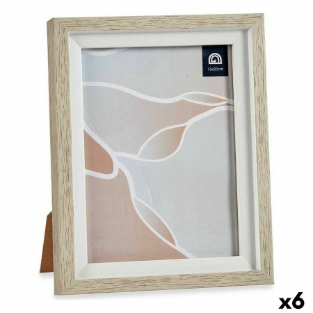 Cornice Portafoto 18,8 x 23,8 x 2 cm Cristallo Beige Bianco Plastica (6 Unità)