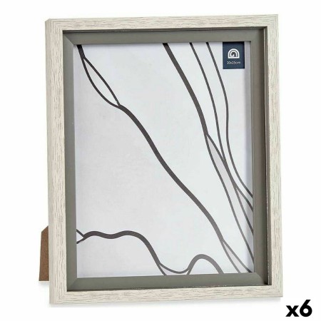 Cornice Portafoto 24 x 2 x 29 cm Cristallo Grigio Legno Marrone Plastica (6 Unità)