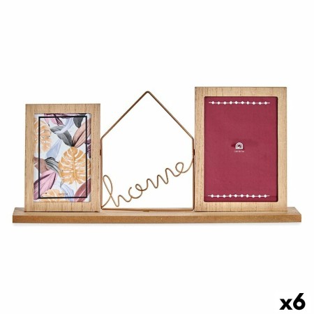 Portafoto Home Marrone Legno Metallo 6 x 21,5 x 46 cm (6 Unità)