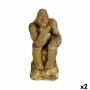 Statua Decorativa Gorilla Dorato 20,5 x 47 x 23,5 cm (2 Unità)