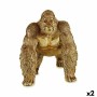 Statua Decorativa Gorilla Dorato 20 x 27,5 x 34 cm (2 Unità)