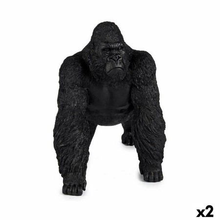 Statua Decorativa Gorilla Nero 20 x 27 x 34 cm (2 Unità)