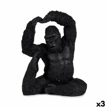 Statua Decorativa Yoga Gorilla Nero 15,2 x 31,5 x 26,5 cm (3 Unità)