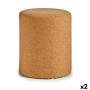 Puff Marrone Sughero Legno MDF 34 x 39 x 34 cm (2 Unità)