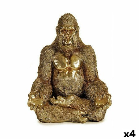 Statua Decorativa Gorilla Yoga Dorato 19 x 26,5 x 22 cm (4 Unità)