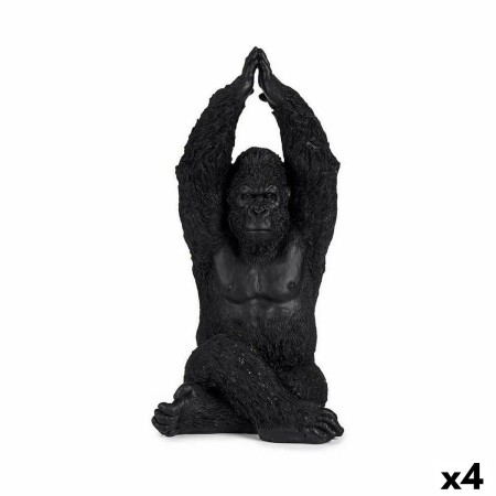 Statua Decorativa Gorilla Yoga Nero 18 x 36,5 x 19,5 cm (4 Unità)