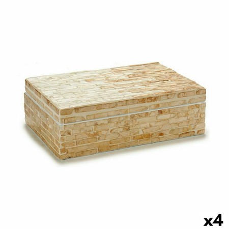 Scatola Decorativa Bianco Beige Madreperla Truciolare 15 x 7,2 x 25,2 cm (4 Unità)